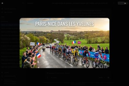 Paris-Nice dans les Yvelines - Peloton de cyclistes traversant les paysages verdoyants du département avec le Château de Versailles en arrière-plan